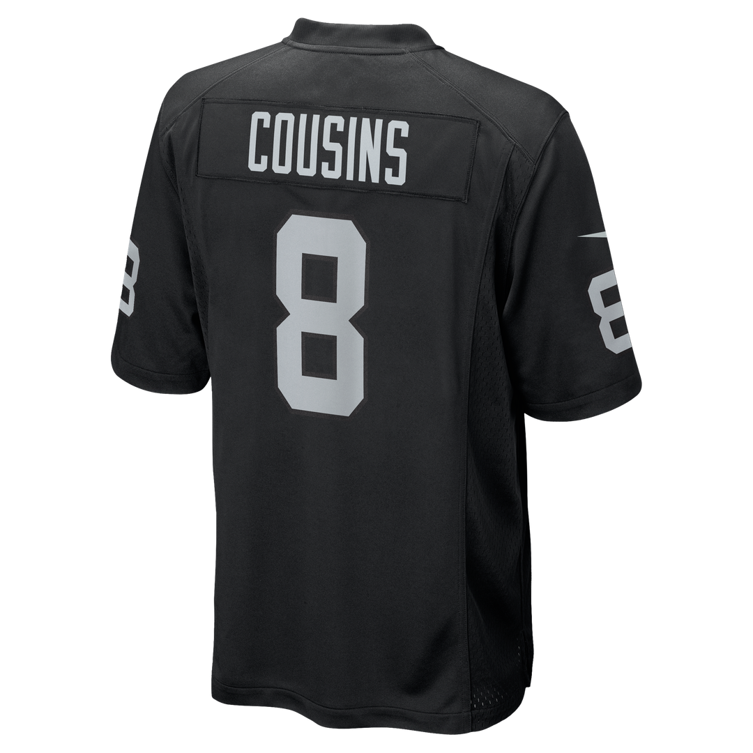Las Vegas Raiders Kirk Cousins Nike Black Team Game Jersey product image 3, provided for visual reference and product detail