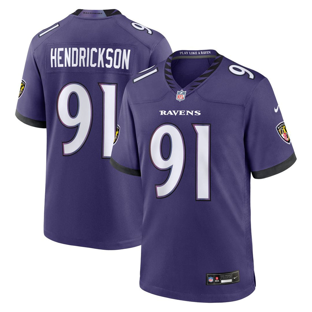 Baltimore Ravens Trey Hendrickson Nike Purple Team Game Jersey product image 1, provided for visual reference and product