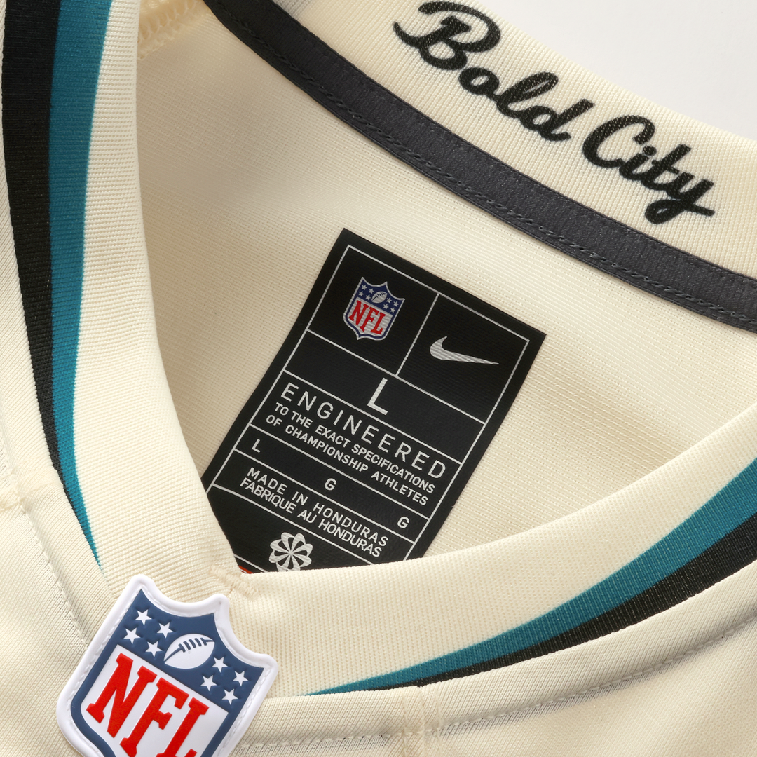 Jacksonville Jaguars Travis Hunter Nike Natural 2026 Rivalries Collection Game Jersey product image 11, provided for visual
