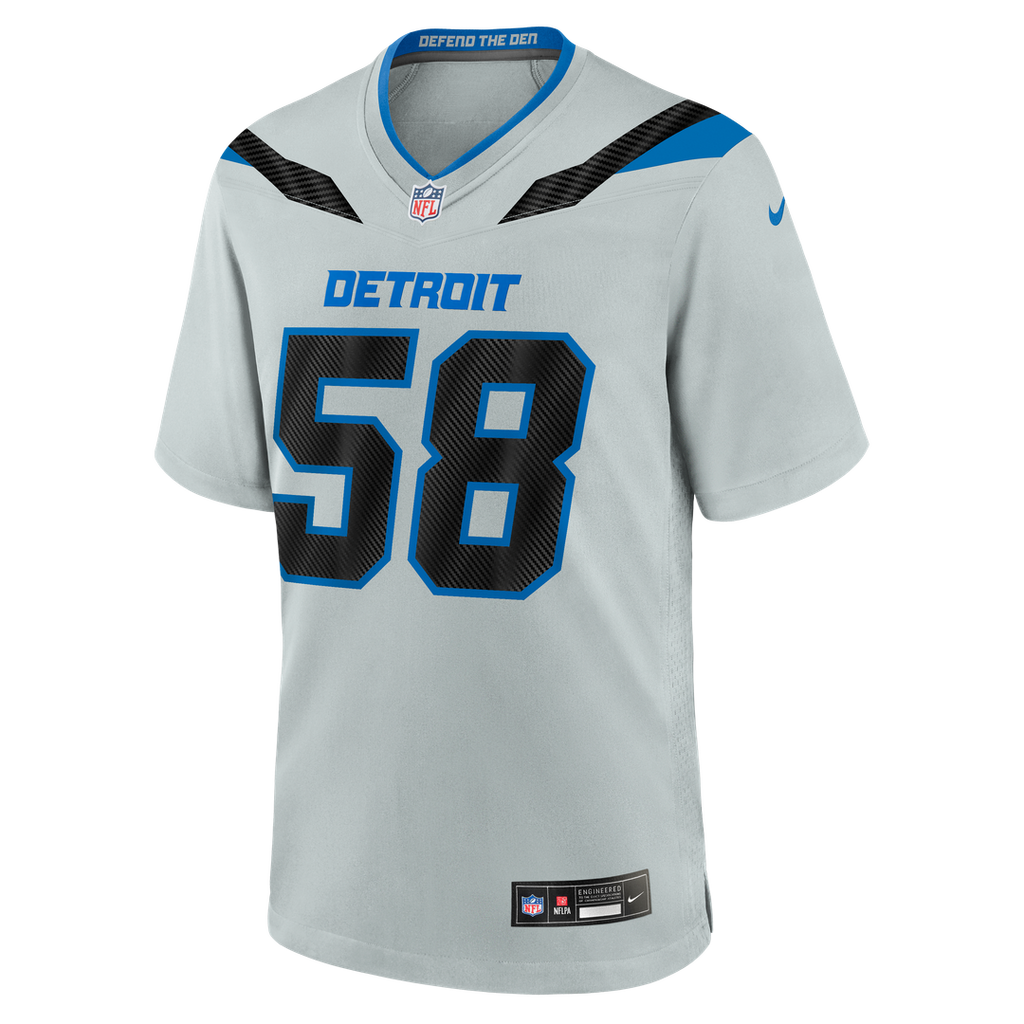 Detroit Lions Penei Sewell Nike Silver 2026 Rivalries Collection Game Jersey product image 6, provided for visual reference