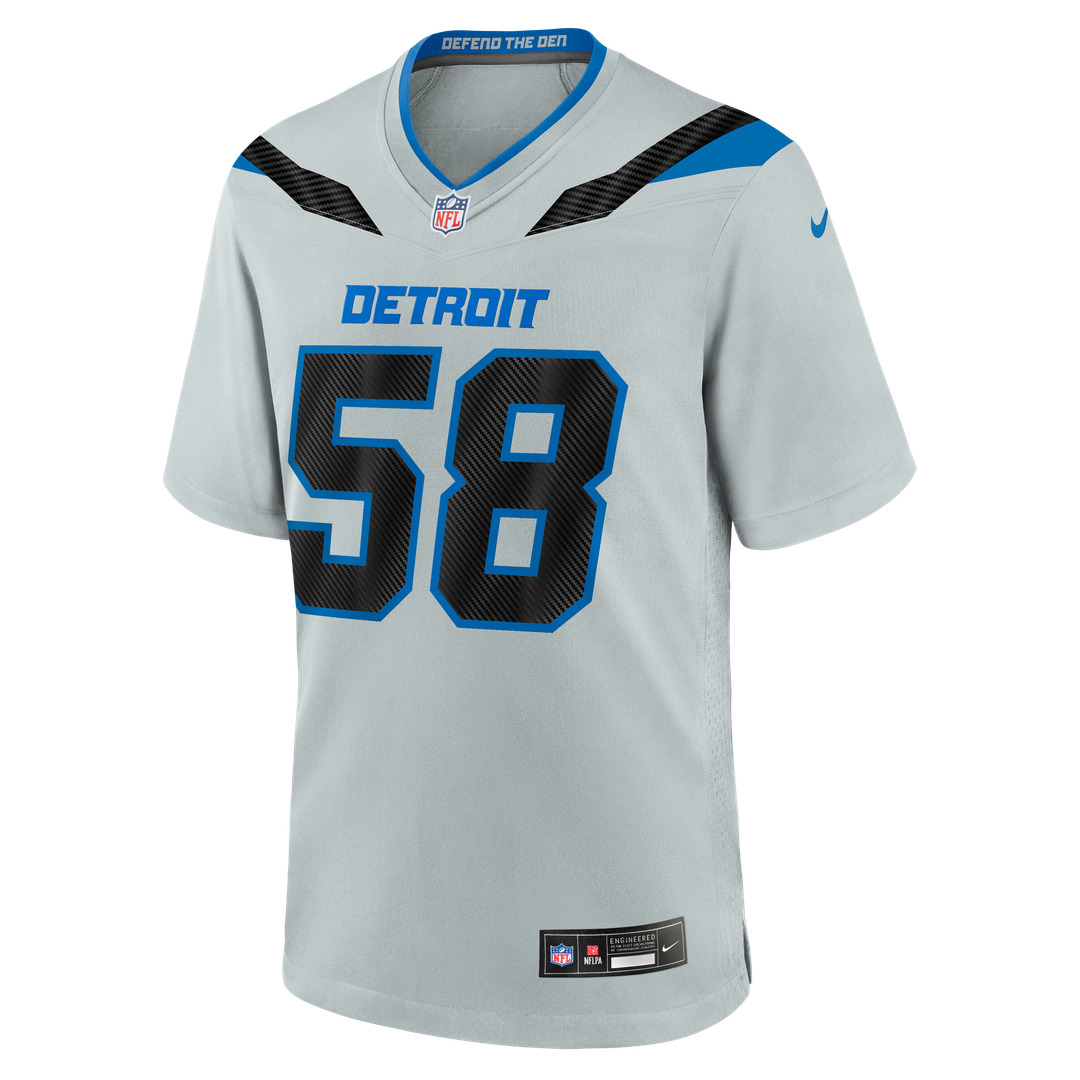 Detroit Lions Penei Sewell Nike Silver 2026 Rivalries Collection Game Jersey product image 6, provided for visual reference
