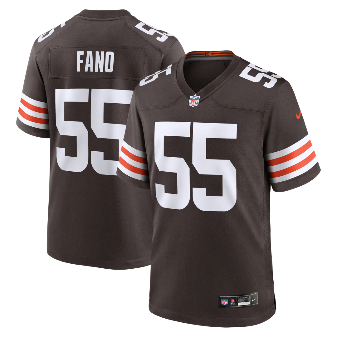 Cleveland Browns Spencer Fano Nike Brown Team Game Jersey product image 1, provided for visual reference and product detail