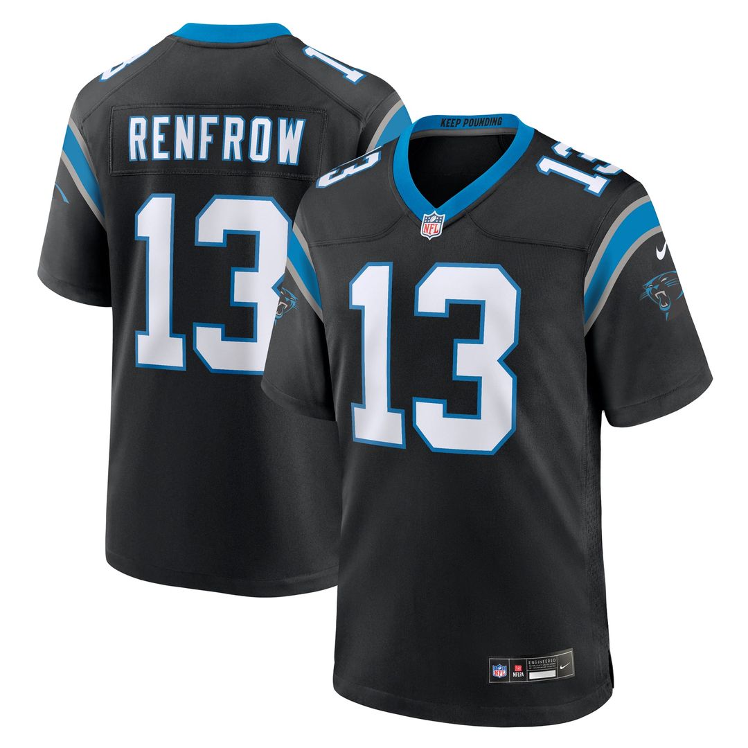 Carolina Panthers Hunter Renfrow Nike Black Team Game Jersey product image 1, provided for visual reference and product