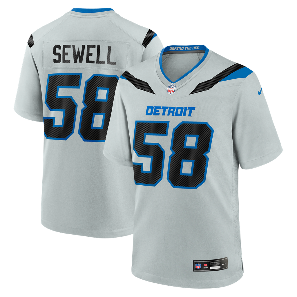 Detroit Lions Penei Sewell Nike Silver 2026 Rivalries Collection Game Jersey product image 1, provided for visual reference