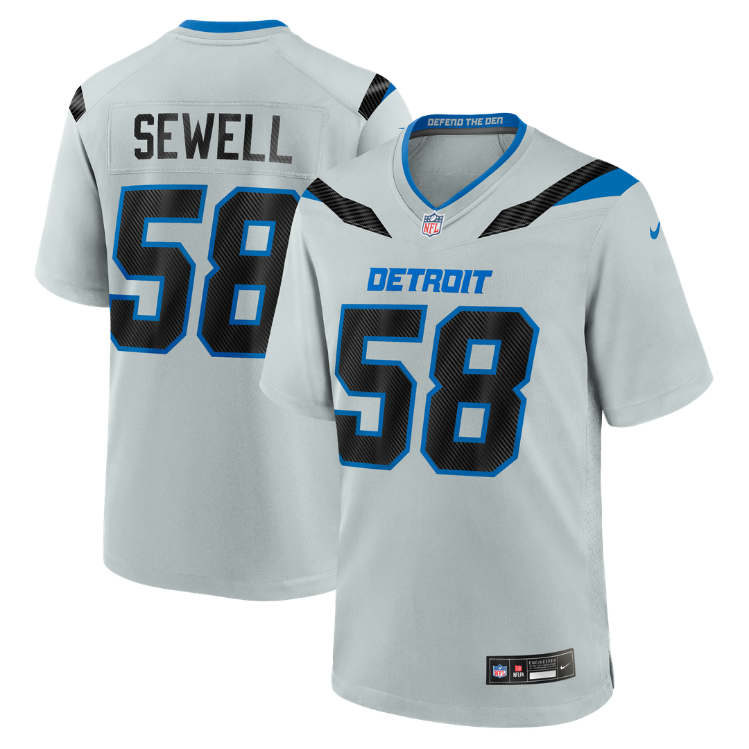 Detroit Lions Penei Sewell Nike Silver 2026 Rivalries Collection Game Jersey product image 1, provided for visual reference