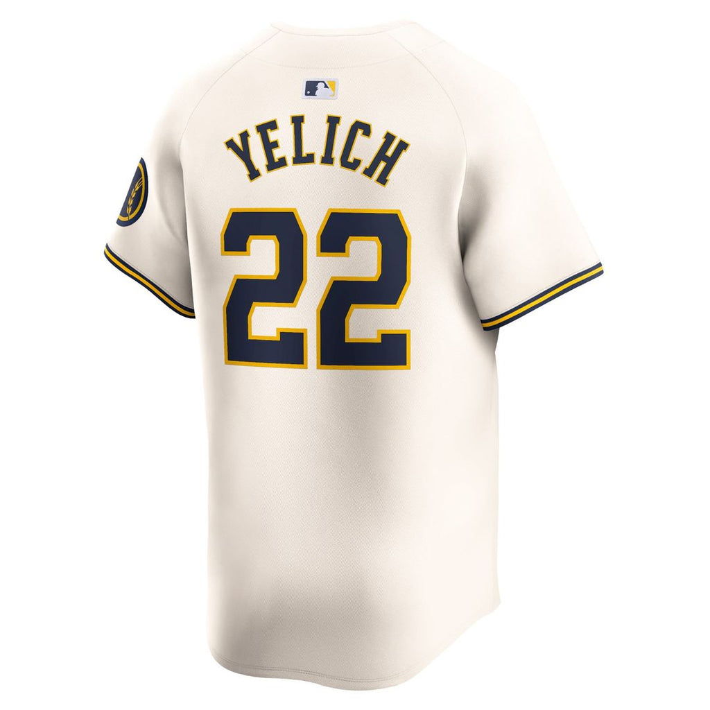 Milwaukee Brewers Christian Yelich Nike Cream Home Limited Player Jersey product image 3, provided for visual reference and