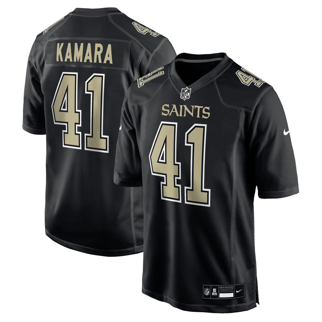 New Orleans Saints Alvin Kamara Nike Carbon Black Fashion Game Jersey product image 1, provided for visual reference and