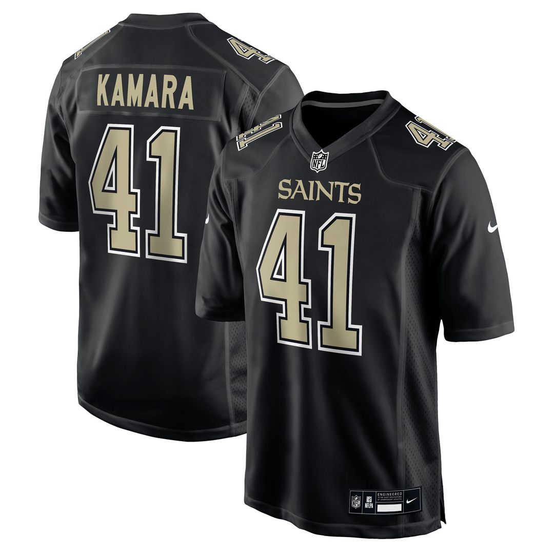 New Orleans Saints Alvin Kamara Nike Carbon Black Fashion Game Jersey product image 1, provided for visual reference and