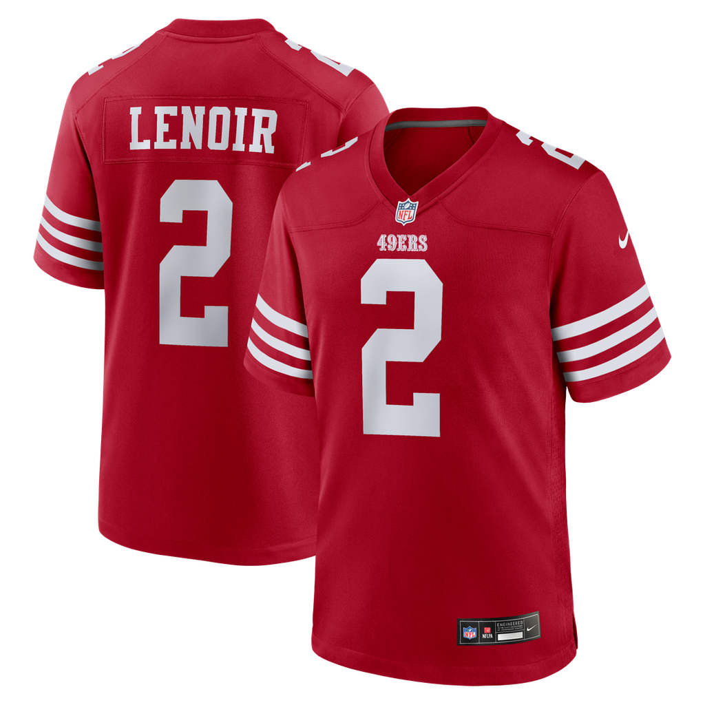 San Francisco 49ers Deommodore Lenoir Nike Scarlet Game Jersey product image 1, provided for visual reference and product