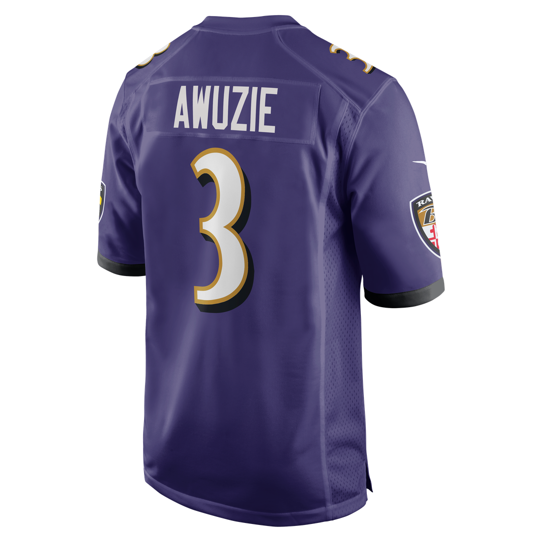 Baltimore Ravens Chidobe Awuzie Nike Purple Team Game Jersey product image 3, provided for visual reference and product