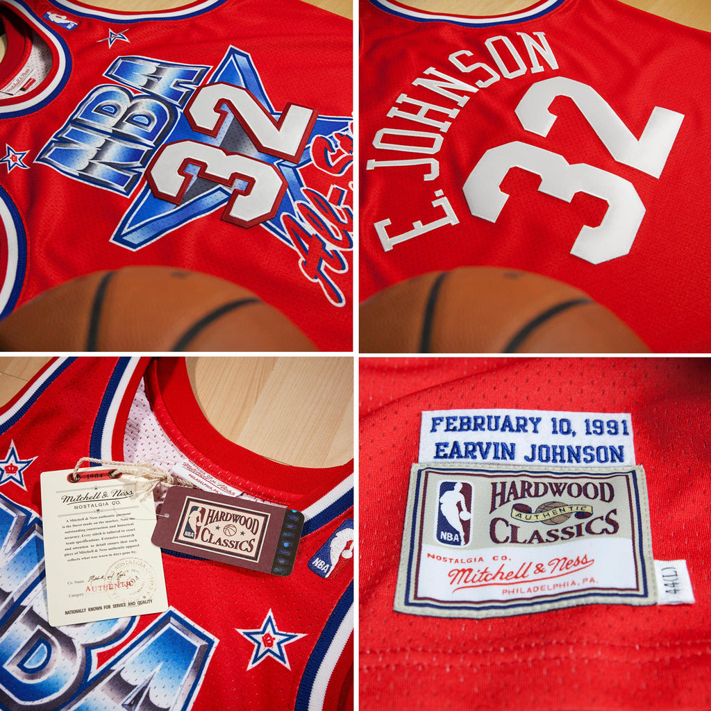 NBA All-Star West Magic Johnson 1991 Authentic Jersey by Mitchell & Ness - Scarlett product image 4, provided for visual