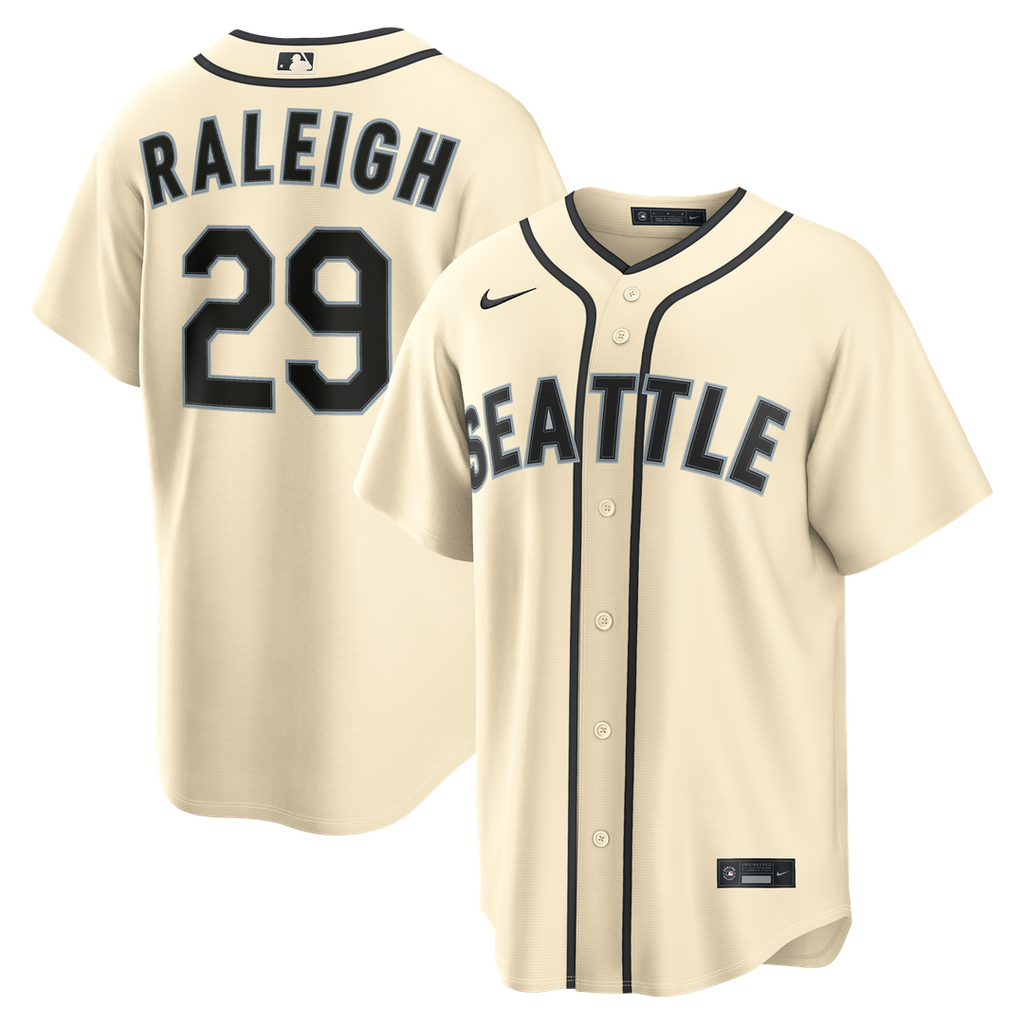 Seattle Mariners Cal Raleigh Nike Navy Road Replica Jersey product image 10, provided for visual reference and product