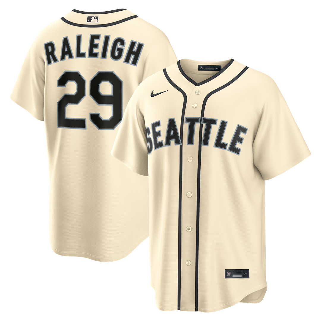 Seattle Mariners Cal Raleigh Nike Navy Road Replica Jersey product image 10, provided for visual reference and product