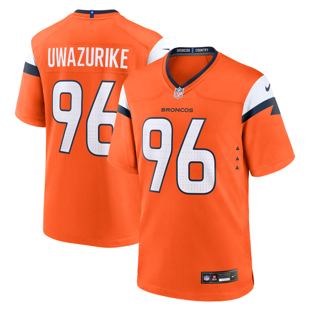 Denver Broncos Eyioma Uwazurike Nike Orange Team Game Jersey product image 1, provided for visual reference and product