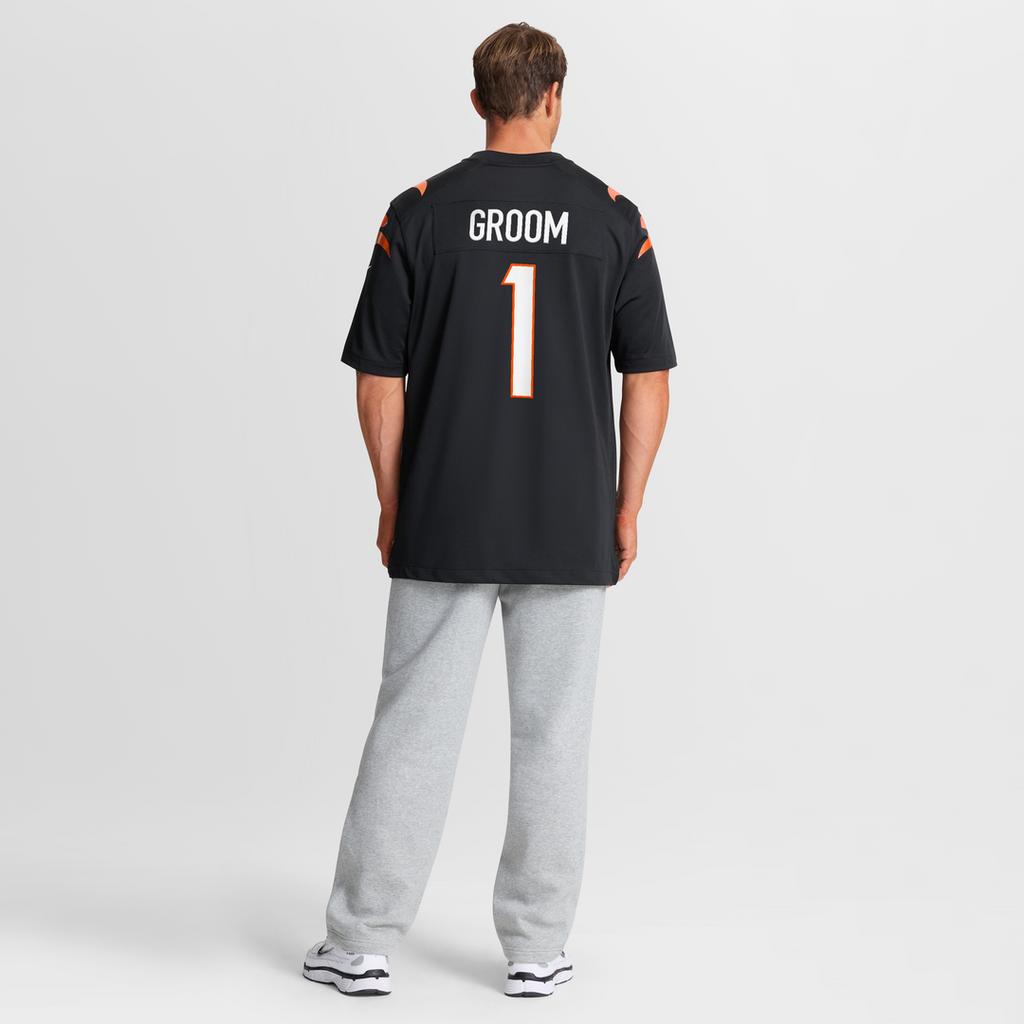 Cincinnati Bengals Number 1 Groom Nike Black Game Jersey product image 8, provided for visual reference and product detail