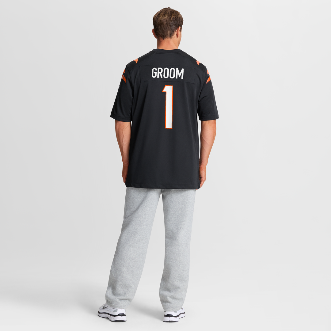 Cincinnati Bengals Number 1 Groom Nike Black Game Jersey product image 8, provided for visual reference and product detail