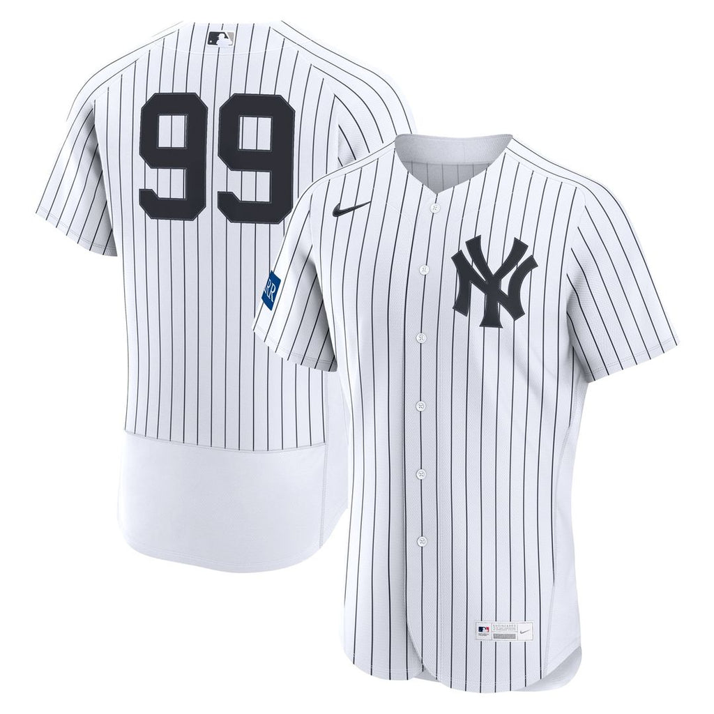 New York Yankees Aaron Judge Nike White Home Authentic Sponsor Patch Jersey product image 1, provided for visual reference