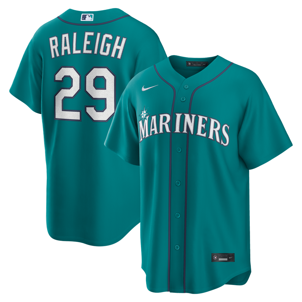 Seattle Mariners Cal Raleigh Nike Navy Road Replica Jersey product image 7, provided for visual reference and product detail