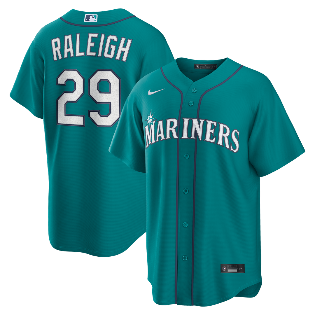 Seattle Mariners Cal Raleigh Nike Navy Road Replica Jersey product image 7, provided for visual reference and product detail