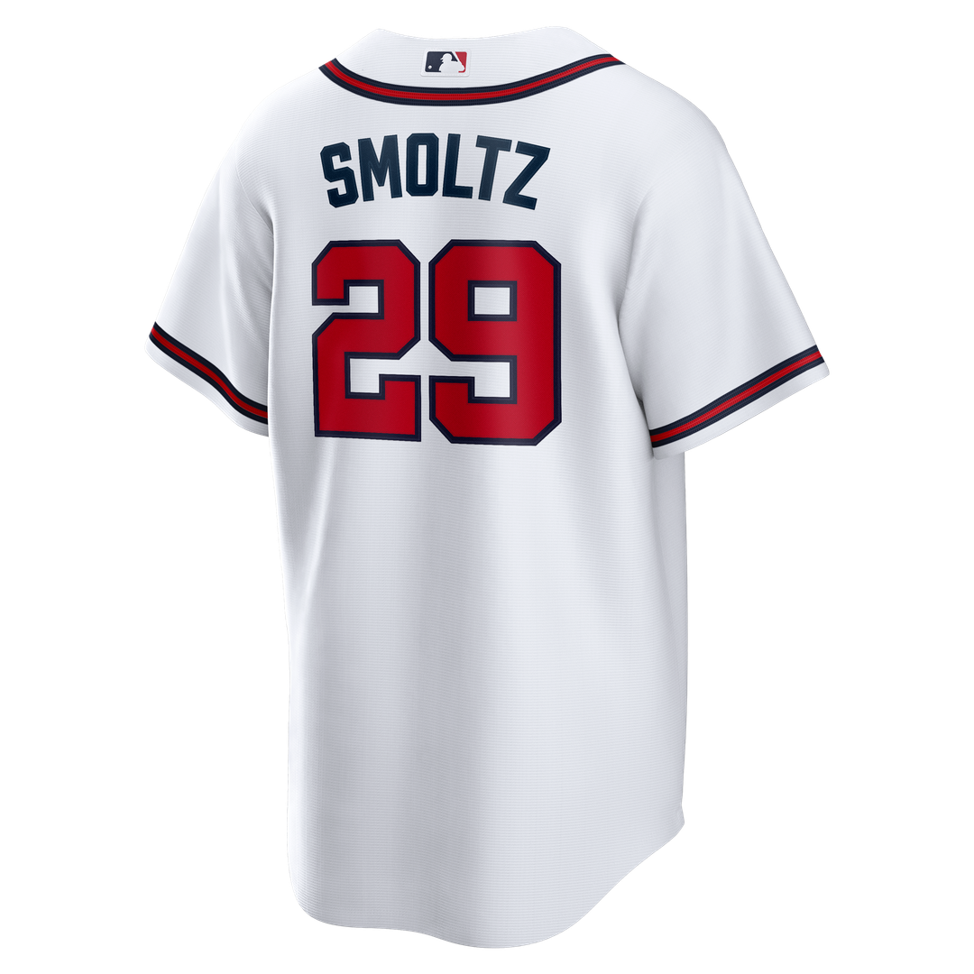 Atlanta Braves John Smoltz Nike White Home Retired Player Replica Jersey product image 3, provided for visual reference and