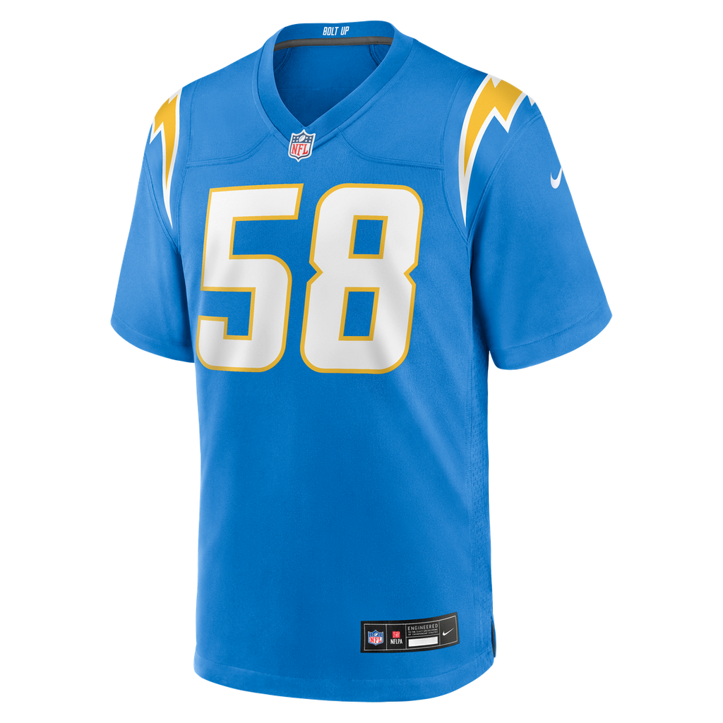 Los Angeles Chargers Tae Crowder Nike Powder Blue Team Game Jersey product image 2, provided for visual reference and