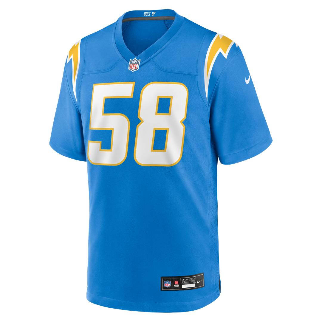 Los Angeles Chargers Tae Crowder Nike Powder Blue Team Game Jersey product image 2, provided for visual reference and