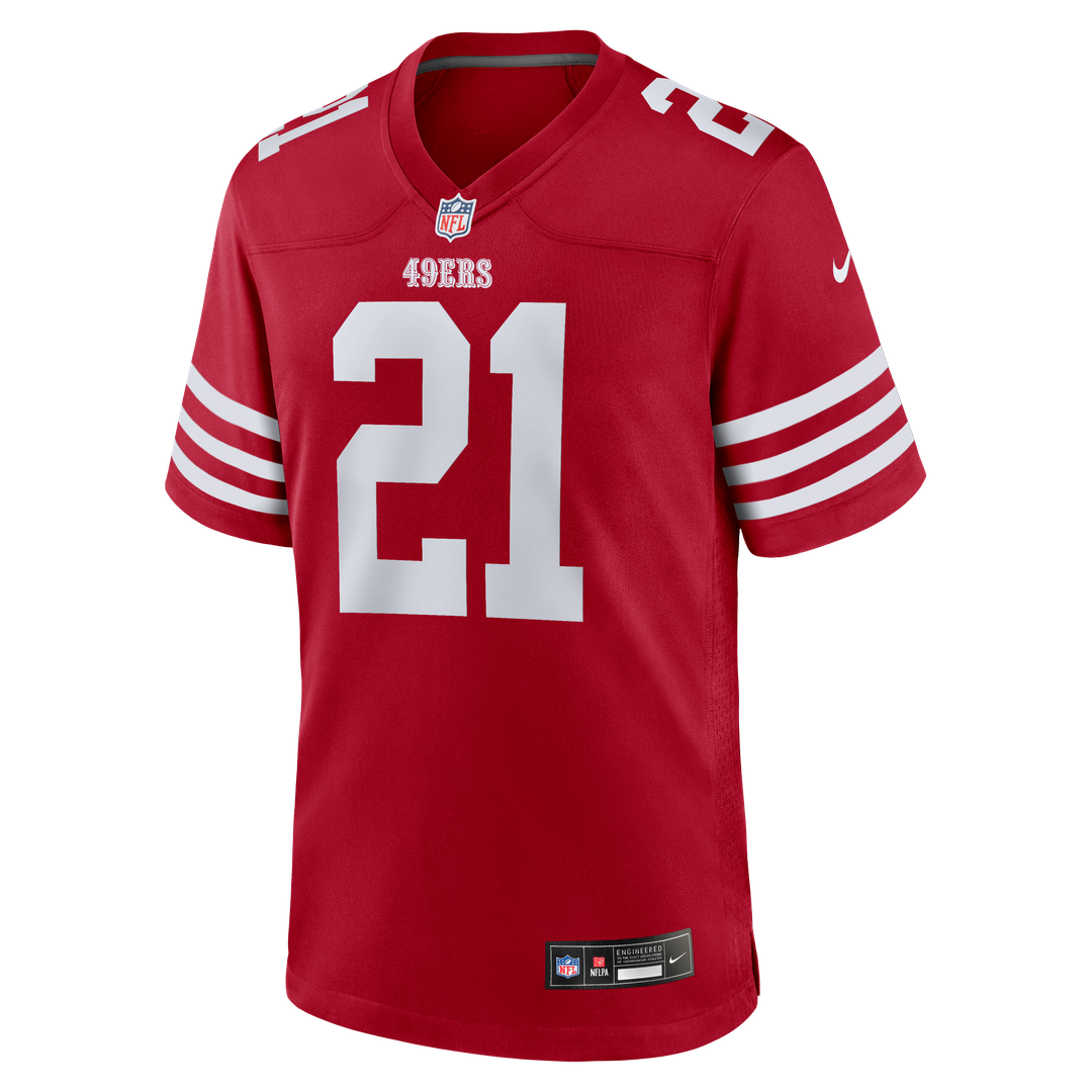 San Francisco 49ers Deion Sanders Nike Scarlet Team Retired Player Game Jersey product image 2, provided for visual