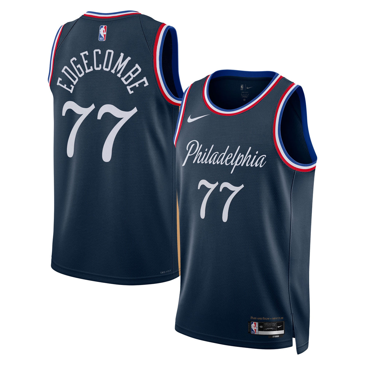 Philadelphia 76ers Nike 2025/26 City Edition Swingman Jersey - Navy - VJ Edgecombe - Unisex product image 1, provided for