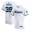 Miami Marlins Eury Perez Nike White Home Elite Player Jersey product image 1, provided for visual reference and product