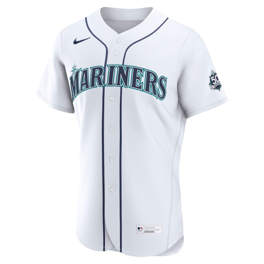 Seattle Mariners Matt Brash Nike White Home 50th Season Authentic Jersey product image 2, provided for visual reference and