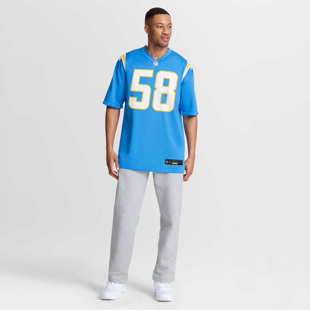 Los Angeles Chargers Marlowe Wax Nike Powder Blue Team Game Jersey product image 7, provided for visual reference and