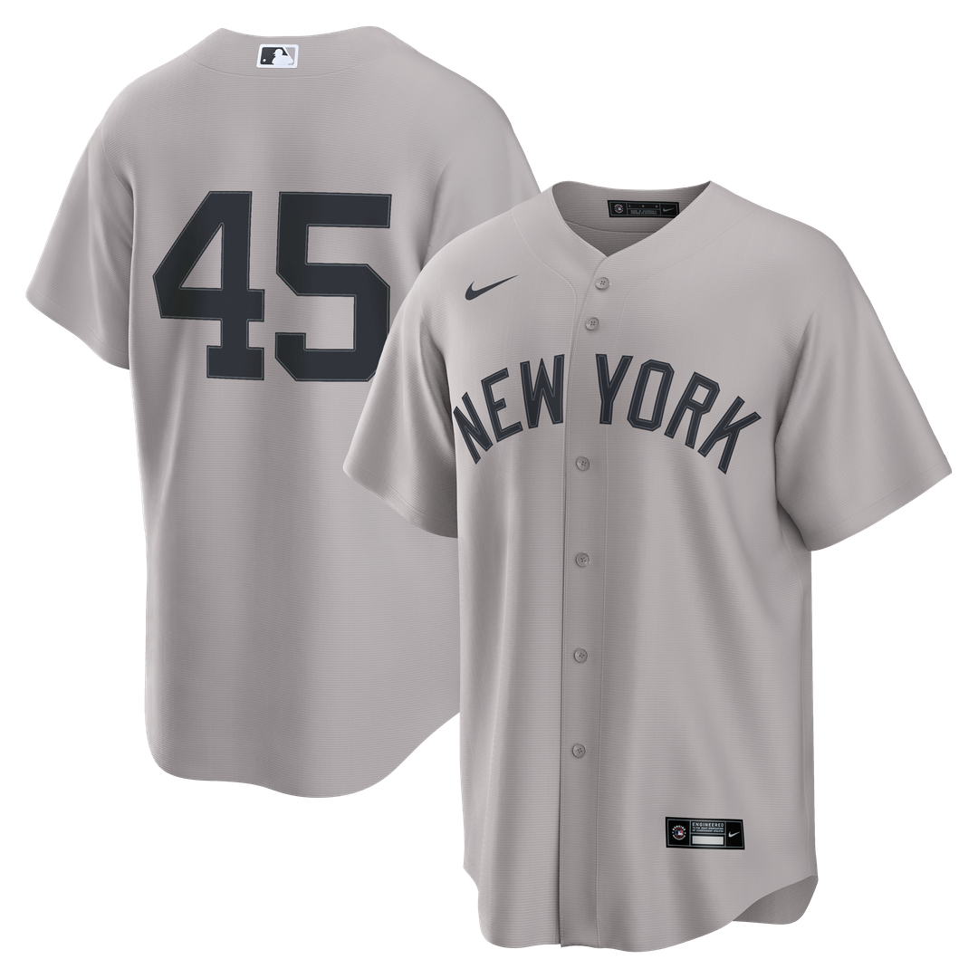 New York Yankees Gerrit Cole Nike Gray Road Replica Jersey product image 1, provided for visual reference and product detail