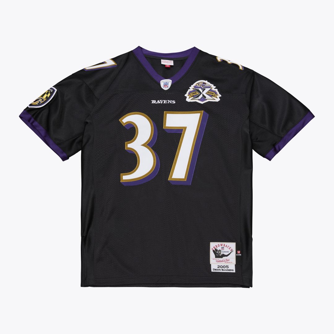 Baltimore Ravens Deion Sanders Mitchell & Ness Black 2005 Authentic Throwback Jersey product image 2, provided for visual