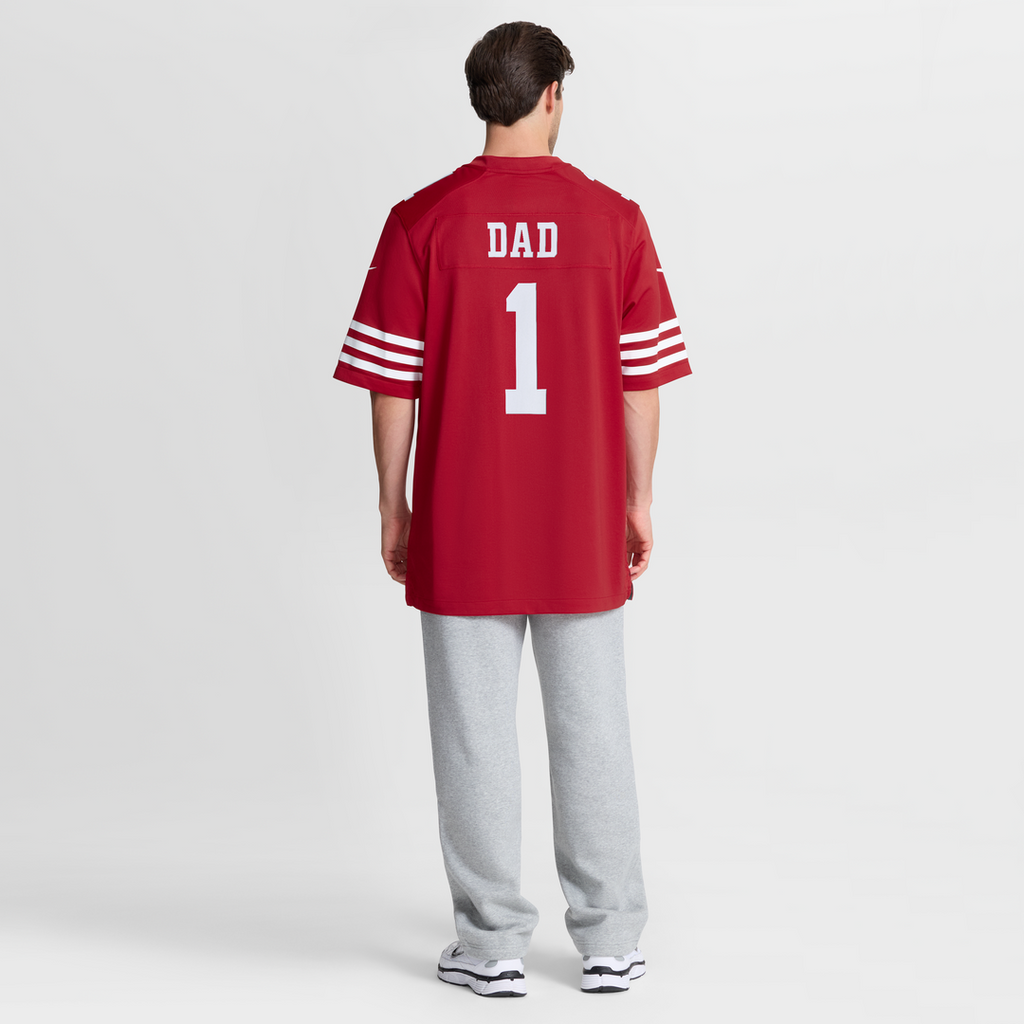 San Francisco 49ers Number 1 Dad Nike Scarlet Game Jersey product image 8, provided for visual reference and product detail