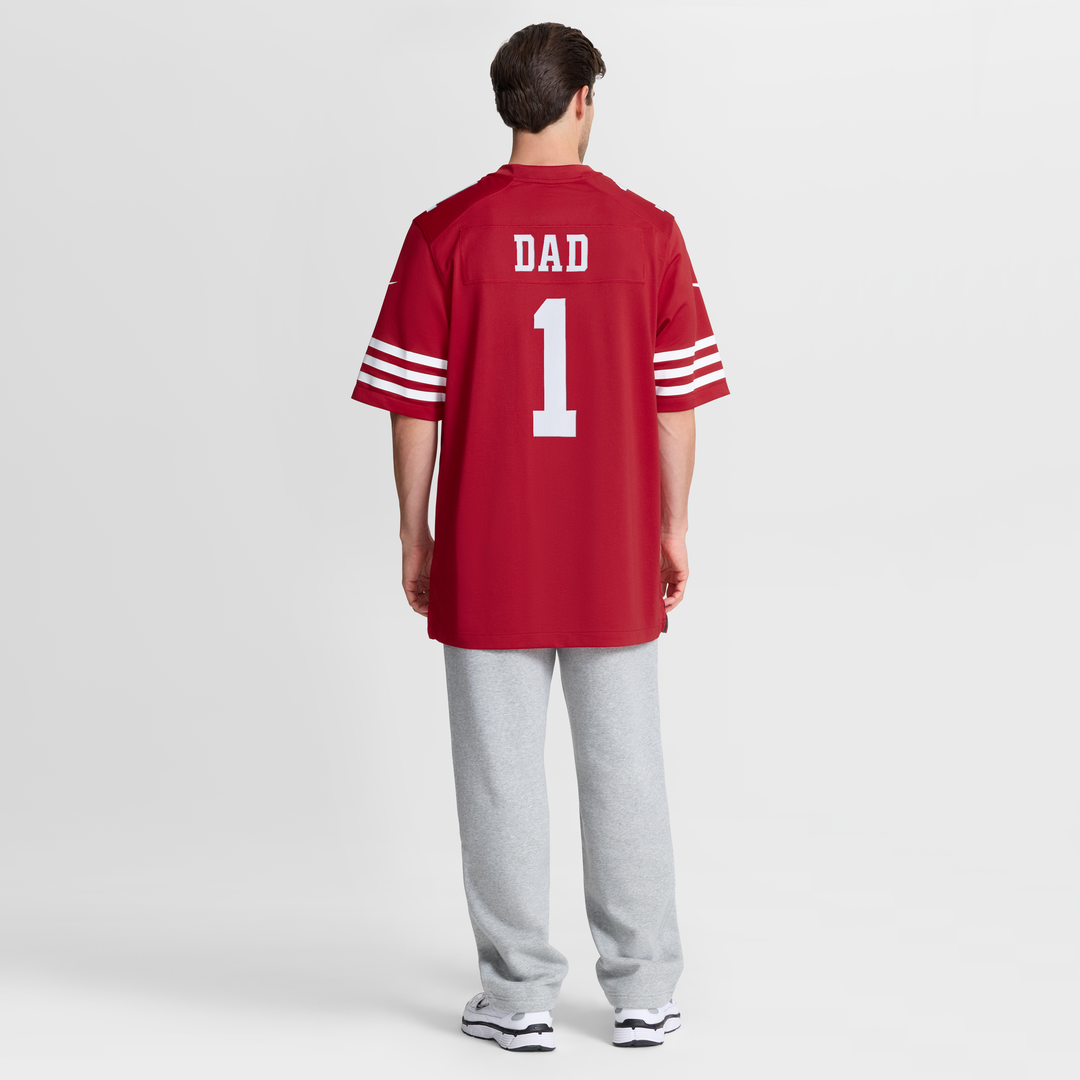 San Francisco 49ers Number 1 Dad Nike Scarlet Game Jersey product image 8, provided for visual reference and product detail