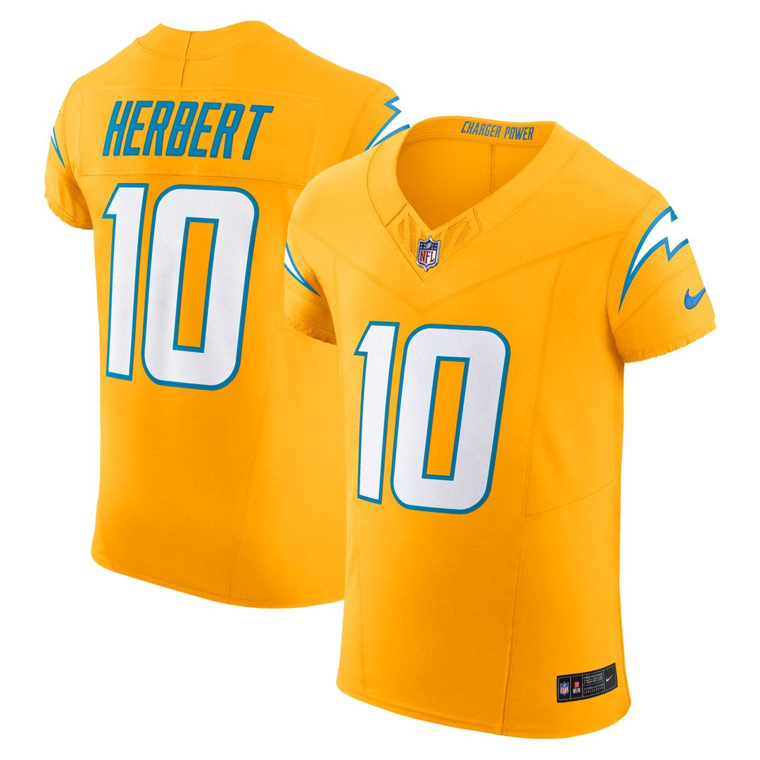 Los Angeles Chargers Justin Herbert Nike Gold Alternate Vapor F.U.S.E. Elite Jersey product image 4, provided for visual