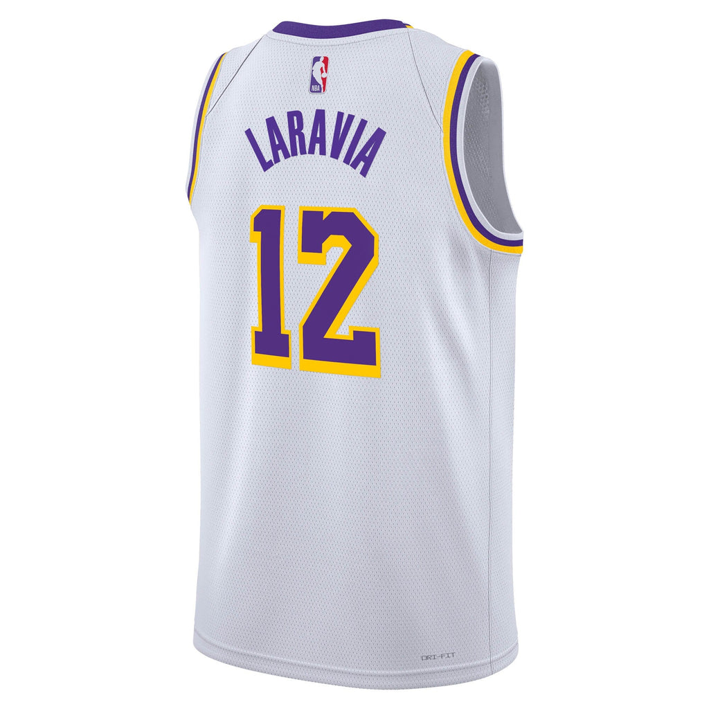 Los Angeles Lakers Nike Association Edition Swingman Jersey - White - Jake LaRavia - Unisex product image 4, provided for