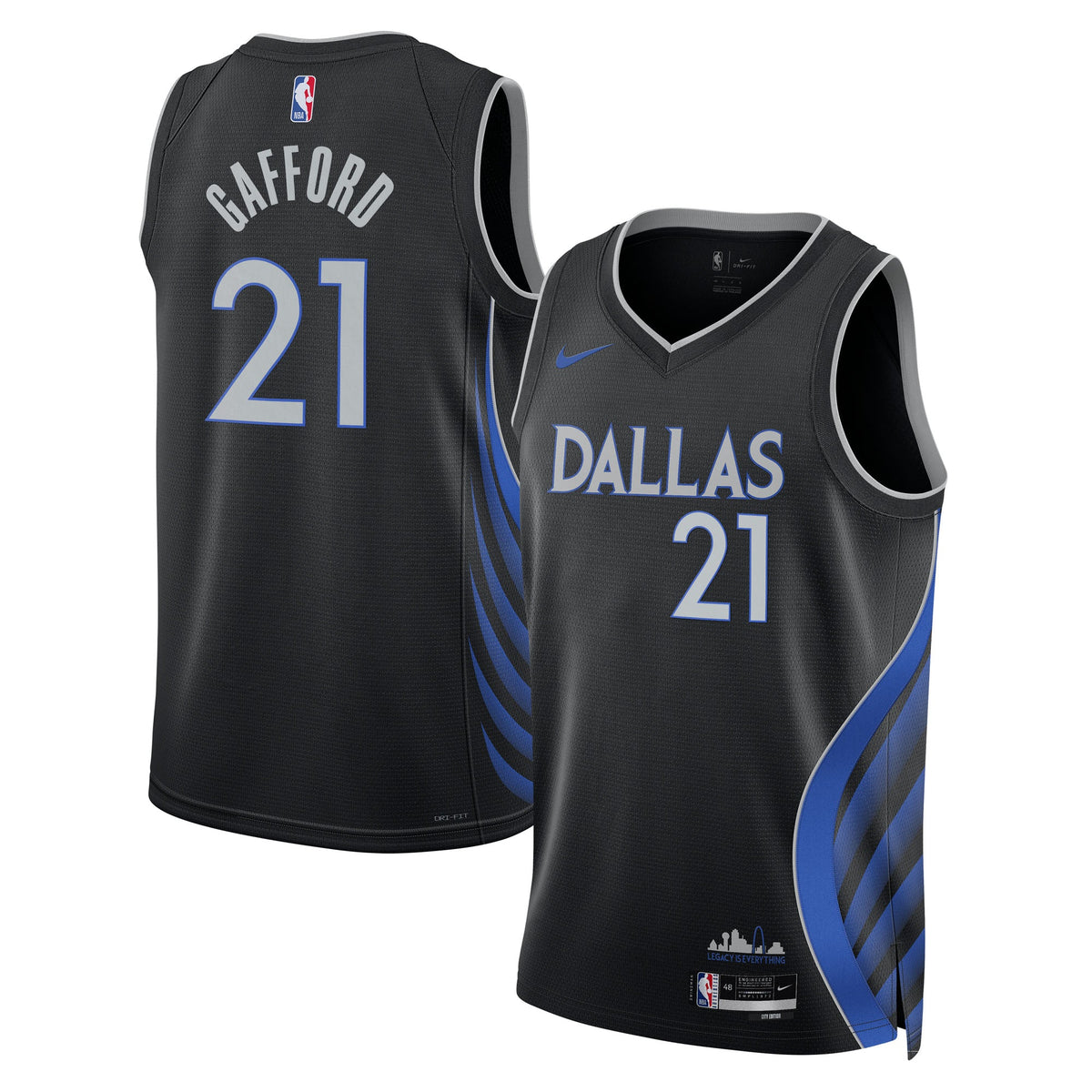 Dallas Mavericks Nike 2025/26 City Edition Swingman Jersey - Black - Daniel Gafford - Unisex product image 1, provided for