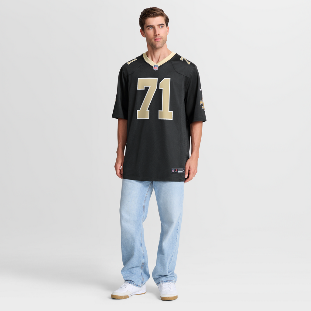 New Orleans Saints Kelvin Banks Jr. Nike Black Game Player Jersey product image 7, provided for visual reference and product
