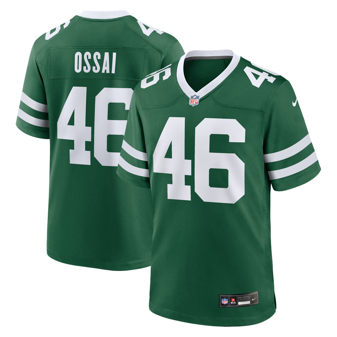 New York Jets Joseph Ossai Nike Legacy Green Team Game Jersey product image 1, provided for visual reference and product