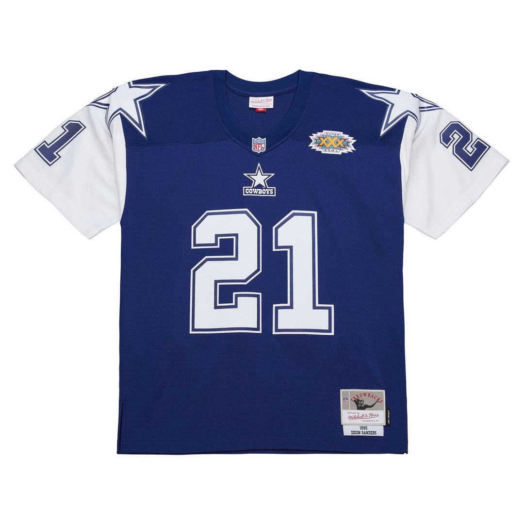 Dallas Cowboys Deion Sanders Mitchell & Ness Navy 1995 Legacy Replica Jersey product image 2, provided for visual reference