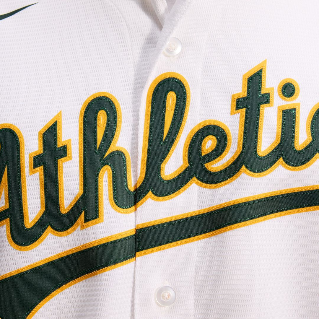 Athletics Nike White Home Replica Team Jersey product image 10, provided for visual reference and product detail review