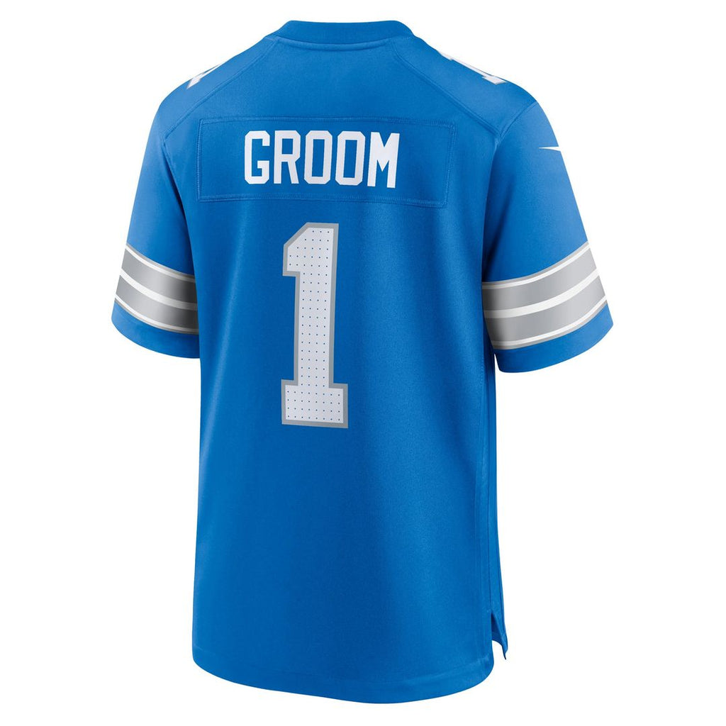 Detroit Lions Number 1 Groom Nike Blue Game Jersey product image 3, provided for visual reference and product detail review