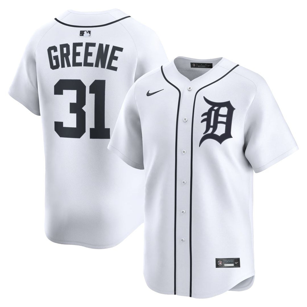 Detroit Tigers Riley Greene Nike White Home Limited Player Jersey product image 1, provided for visual reference and product