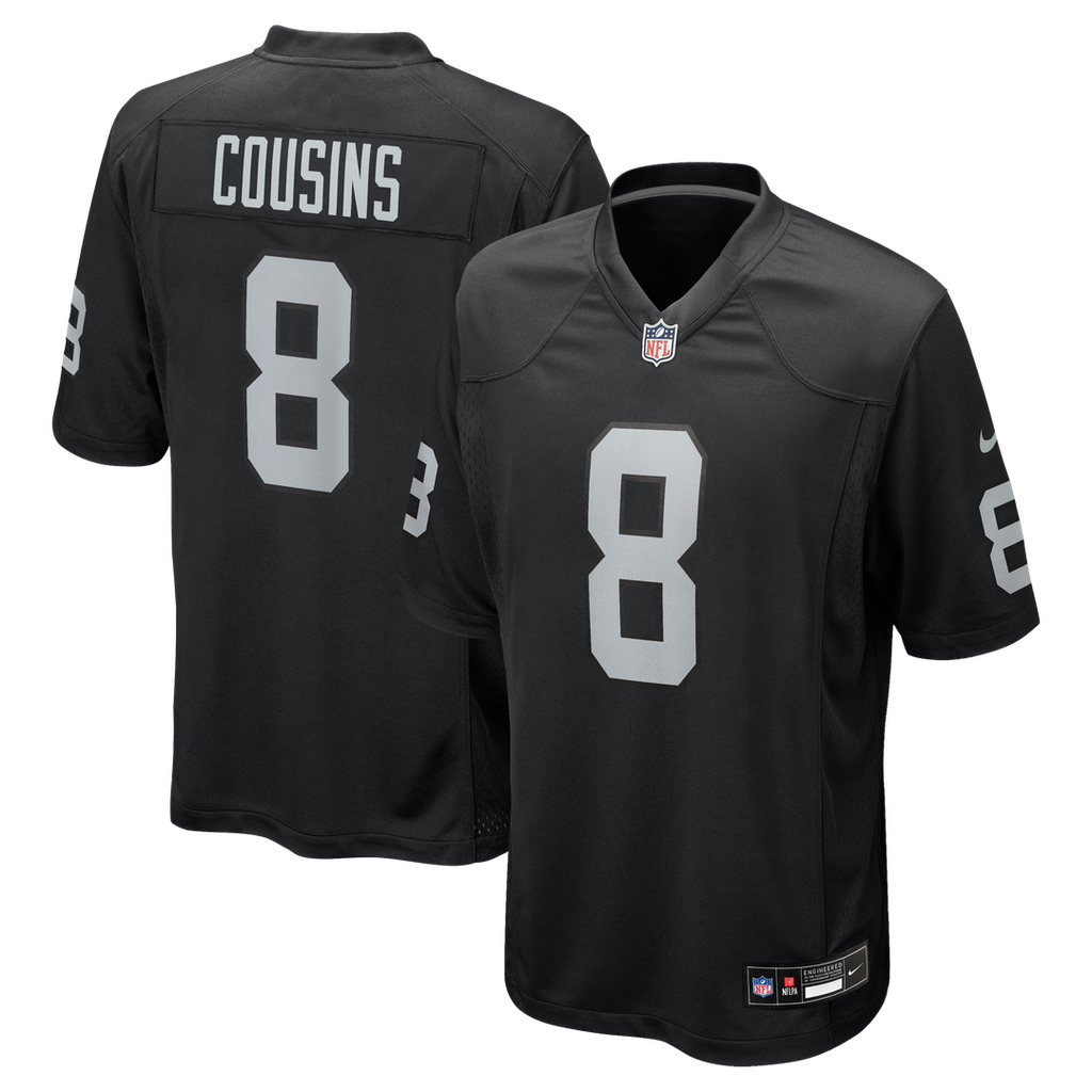 Las Vegas Raiders Kirk Cousins Nike Black Team Game Jersey product image 1, provided for visual reference and product detail