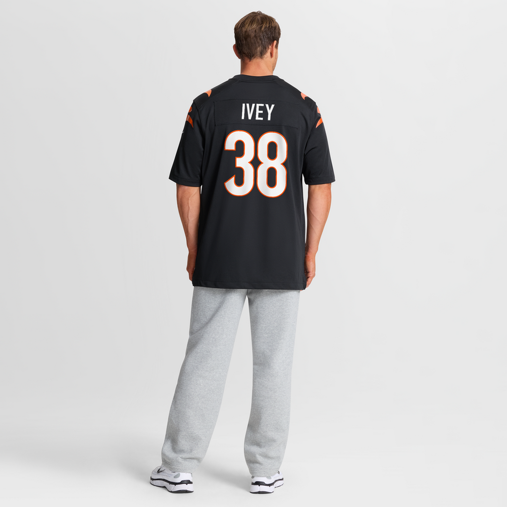 Cincinnati Bengals DJ Ivey Nike Black Team Game Jersey product image 8, provided for visual reference and product detail