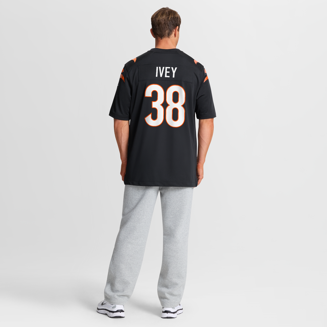 Cincinnati Bengals DJ Ivey Nike Black Team Game Jersey product image 8, provided for visual reference and product detail