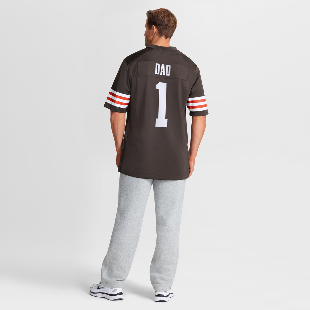 Cleveland Browns Number 1 Dad Nike Brown Game Jersey product image 8, provided for visual reference and product detail review