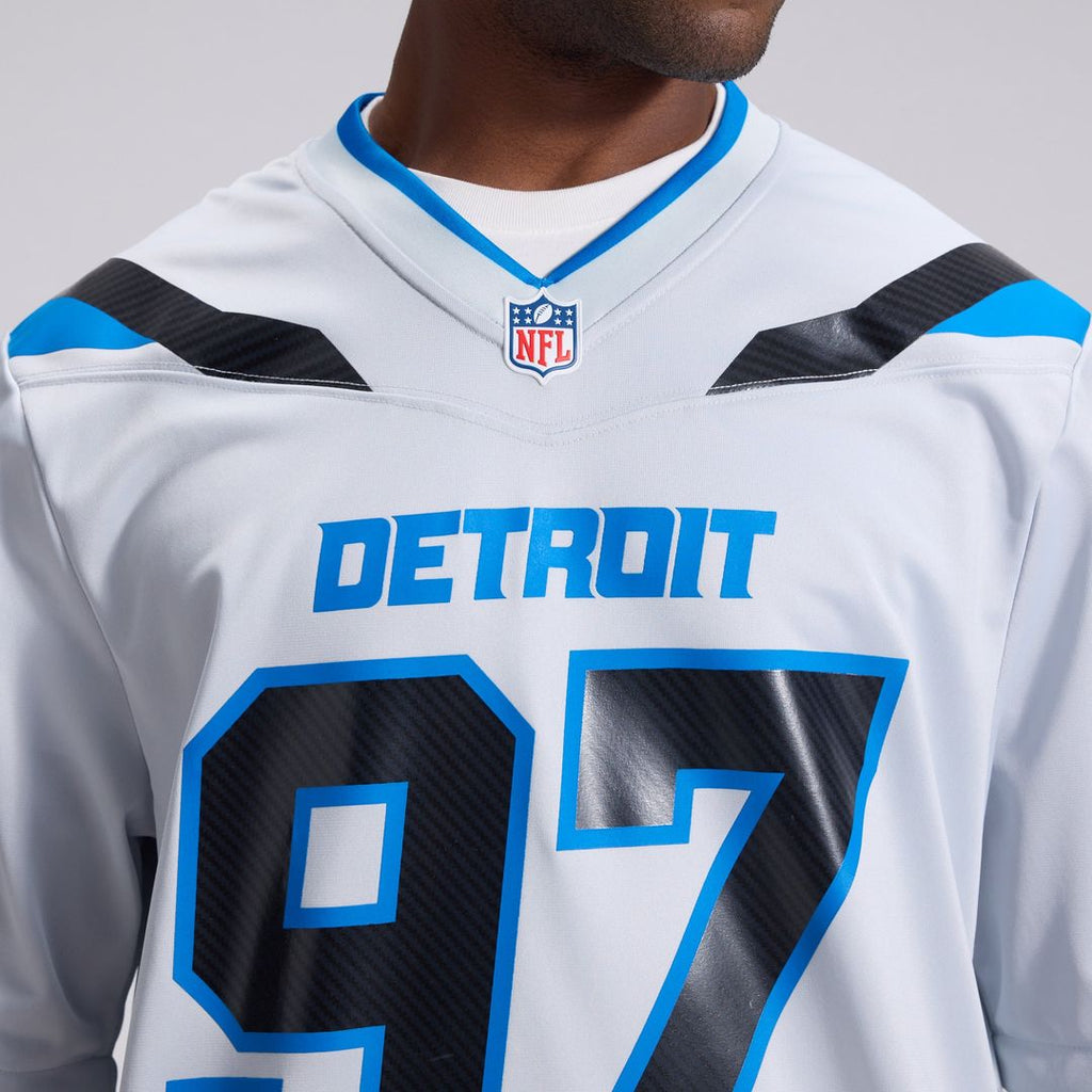 Detroit Lions Aidan Hutchinson Nike Silver 2026 Rivalries Collection Game Jersey product image 8, provided for visual