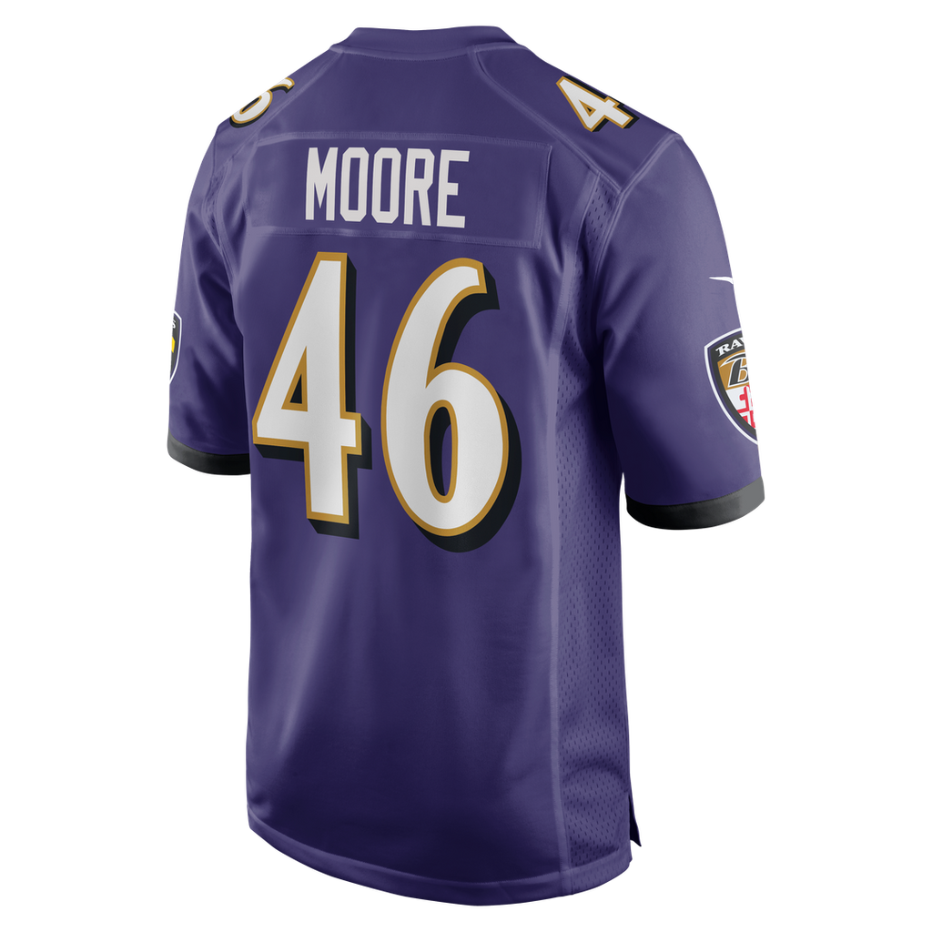 Baltimore Ravens Nick Moore Nike Purple Game Jersey product image 3, provided for visual reference and product detail review